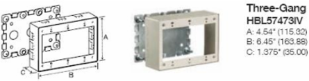 3 Gang Metal Raceway Box, Cold Rolled Steel, Ivory, UL5