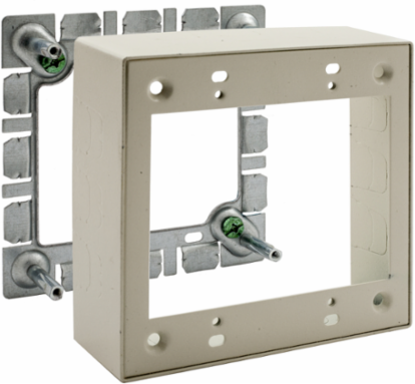 Metal Raceway Extension Box 2-Gang, Ivory, 4.600 Inch Width