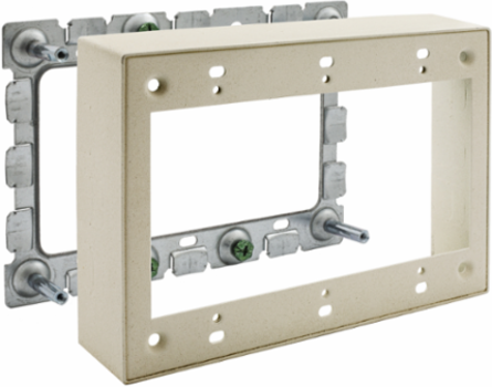 Metal Raceway Extension Box, 3-Gang, Ivory, 4.6 Inch Width