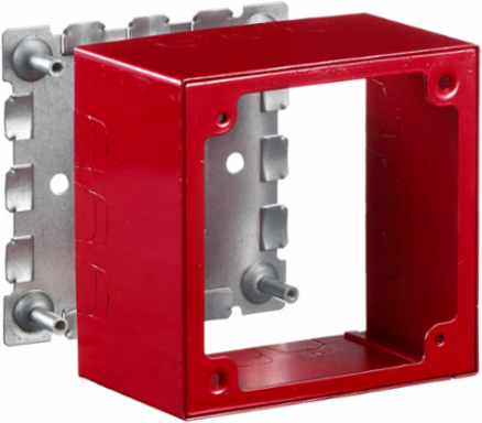 Metal Double Gang Alarm Raceway Box, Deep, 5.100x15.100x6.200 Inch, Red