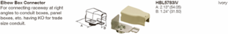 HBL500 Series Elbow Box Connector, Ivory, Metal, Steel