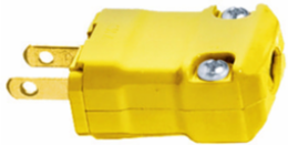 Yellow Male Plug, 2-Pole Non-Grounding, 15A 125V, 1.68 Inch x 1.25 Inch x 0.88 Inch