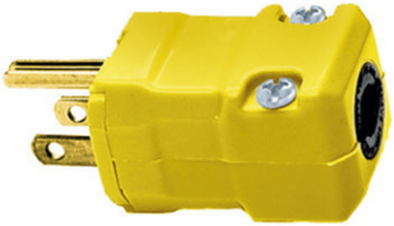 Valise Plug, 2-Pole 3-Wire Grounding, 15A 125V, 1.88 x 2.55 Inch, Yellow