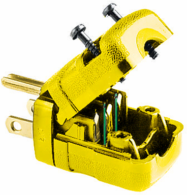 Valise Series 15A 125V Yellow Male Plug, 2-Pole 3-Wire Grounding