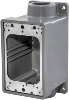 Watertight FD Box, 1 Inch NPT, Gray, Impact-Resistant PBT