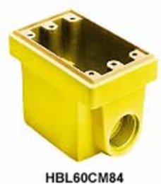 Yellow Weatherproof Outlet Box with 1 Inch Hub, Deep (FD)