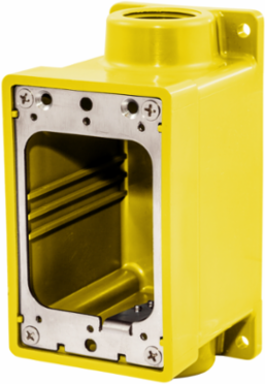Watertight FD Box, 1 Inch NPT, Yellow, 3.700 Inch Width