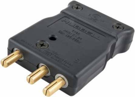 60A Inline Stage Pin Device, Black, 125V, Male, Double Set Screw