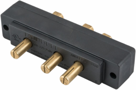 60A Stage Pin Device, 125V, Male Panel Mount, Ring Terminal, Black