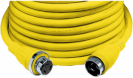 50A 125V Marine Grade Twist-Lock Ship to Shore Cableset, Yellow, 2-Pole 3-Wire Grounding