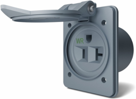 Marine Flanged Outlet 20A 125V 2-Pole 3-Wire Grounding Gray