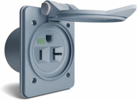Marine Flanged Outlet 20A 125V 2-Pole 3-Wire Grounding Gray