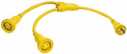 Marine Adapter Molded Y 30A Locking Female to Male, 10 Inch Width