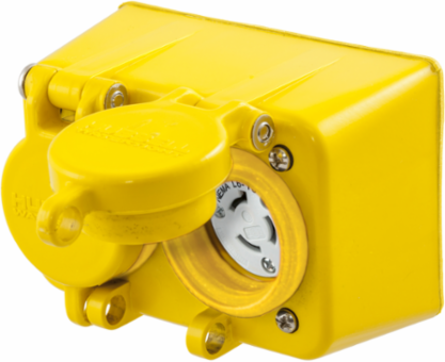 Watertight Duplex Receptacle, 15A 250V, NEMA L6-15R, Thermoplastic Elastomer, Yellow