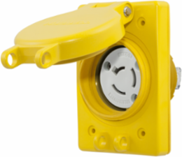 Watertight Twist-Lock Receptacle, 20A, 125/250V, 3-Pole, Yellow, 4.56 Inch x 3.10 Inch x 3.46 Inch
