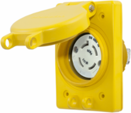 Watertight Twist-Lock Receptacle, NEMA L17-30R, 30A, 3 Pole, 4 Wire, Yellow