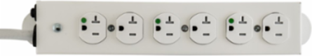 20A 6-Outlet Power Strip, 6 ft Cord, Hospital Grade, White