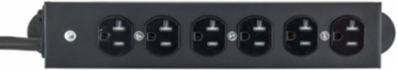 20A 6 Outlet Power Strip, 6 Ft Cord, Black
