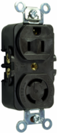 Twist-Lock® Combination Face Duplex Receptacle, 15A 125V/10A 250V, 2-Pole 3-Wire Grounding, Brown