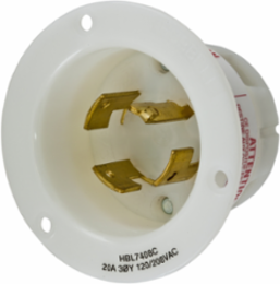 Twist-Lock Flanged Inlet 20A 4-Pole 3 Phase Wye 120/208V AC 3.06 Inch