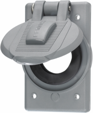 Weatherproof Wallplate Cover, 1-Gang, 1.40" Opening, Gray Polycarbonate