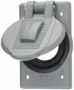 Weatherproof Cover Plate, 1-Gang, 1.60 Inch Opening, Gray Thermoplastic