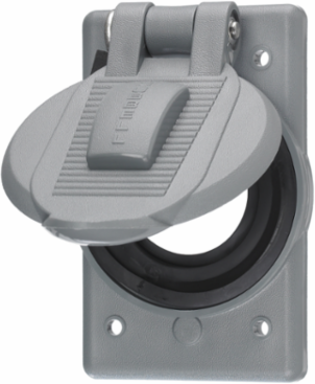 Weatherproof Wallplate Cover, 1-Gang, 2.15 Inch Opening, Gray