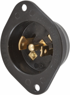 Midget Twist-Lock Flanged Inlet 15A 125/250V AC 3-Pole Black Nylon