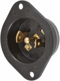 Midget Twist-Lock Flanged Inlet 15A 125/250V AC 3-Pole Black Nylon
