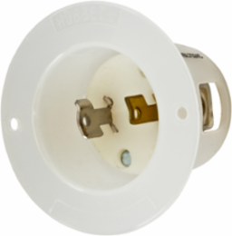 Twist-Lock Flanged Inlet, 15A 125V, 2-Pole, 2-Wire, White