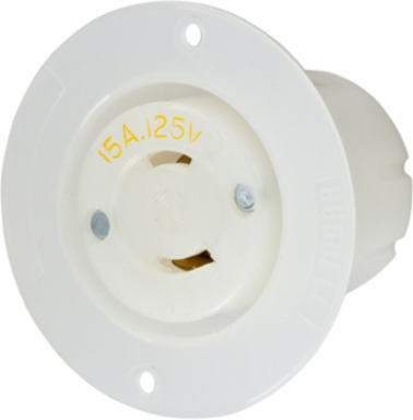 Twist-Lock® Flanged Receptacle, 15A 2-Pole 2-Wire, Nylon, 2.56 Inch x 2.56 Inch x 1.72 Inch