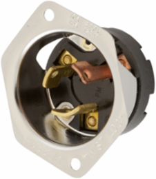 Twist-Lock Flanged Inlet, 10A 250V/15A 125V, 2-Pole 3-Wire, Stainless Steel, 2.31 Inch