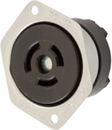 Twist-Lock® Flanged Receptacle, 10A 250/15A 125V, 2-Pole 3-Wire, Stainless Steel, 2.31 x 1.75 x 1.32 Inch