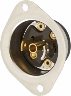 Midget Twist-Lock Flanged Inlet, 15A 125V AC, 2-Pole, Stainless Steel Flange