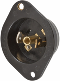 Midget Twist-Lock Flanged Inlet 15A 125V AC 2-Pole 3-Wire Black Nylon