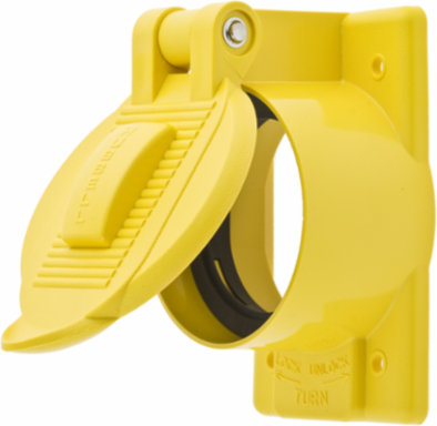Weatherproof Cover 1-Gang 50A Twist-Lock Yellow Polycarbonate 4.56 Inch x 2.43 Inch x 3.28 Inch