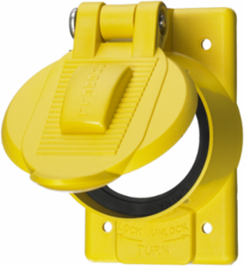 Weatherproof Cover 1-Gang 50A Twist-Lock Yellow Polycarbonate 4.56 Inch x 2.43 Inch x 3.28 Inch