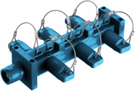 Heavy Duty Single Pole Distribution Block, 400A 600V AC/DC, 1 Male to 6 Female, Blue