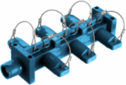 Heavy Duty Single Pole Distribution Block, 400A 600V AC/DC, 1 Male to 6 Female, Blue