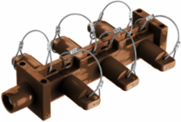 Heavy Duty Distribution Block, 400A, 600V AC/DC, 1 Male to 6 Female, Brown