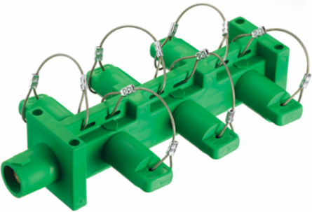 Heavy Duty Distribution Block, 400A 600V AC/DC, Male to 6 Female, Green