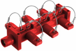 Industrial Grade Distribution Block, 400A 600V AC/DC, Male to 6 Female, Red