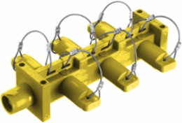 Heavy Duty Single Pole Distribution Block, 400A 600V AC/DC, 1-Male 6-Female, Yellow