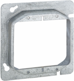 2-Gang Wall Box with Mud Ring, 4.7 Inch Width, 1 Inch Depth, Pre Galvanized Steel