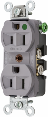 Extra Heavy Duty Hospital Grade Receptacle, 15A 125V, 2-Pole 3-Wire, Gray