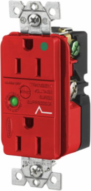 Hospital Grade Surge Suppression Duplex Receptacle 15A 125V Red