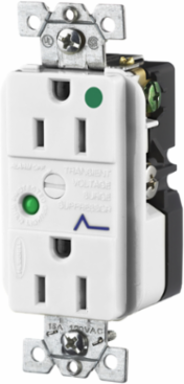 Surge Protective Receptacle, Duplex, 15A 125V, 5-15R, White