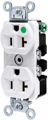Hospital Grade Duplex Receptacle, 20A 125V, 3-Wire, White