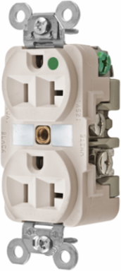 Duplex Hospital Grade Receptacle, 2-Pole 3-Wire, 20A 125V, Light Almond