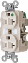 Duplex Hospital Grade Receptacle, 2-Pole 3-Wire, 20A 125V, Light Almond